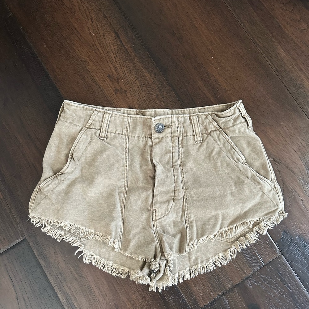 Free People Tan Frayed Hem Women's Shorts